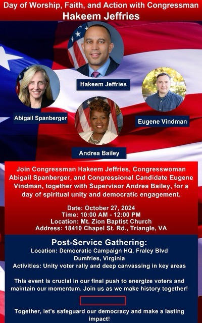 Day of Worship Faith and Action with Congressman Hakeem Jeffries